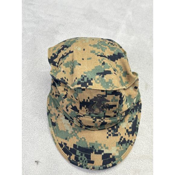 USMC Hat Cap Fitted Mens Small Woodland MARPAT Camo Garrison Eight Point EGA - Picture 2 of 7